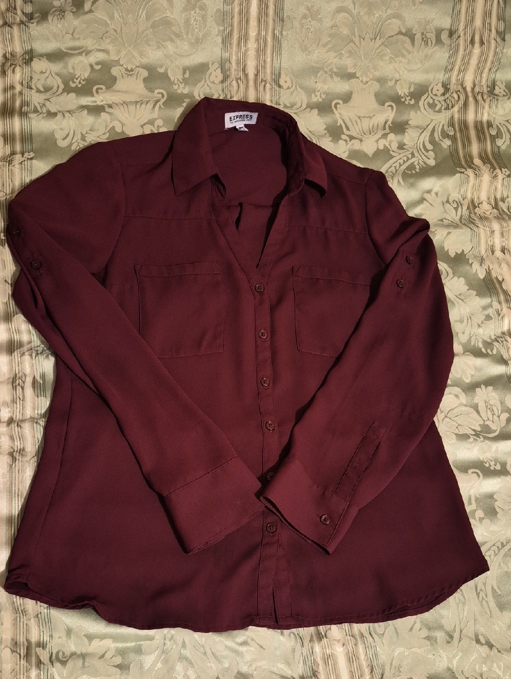 Express Men's Button-Down Shirt - Burgundy Wine